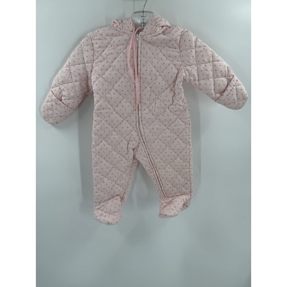 Vintage Union Made Hooded Footed Pink Romper Measures 18 Months USA MADE